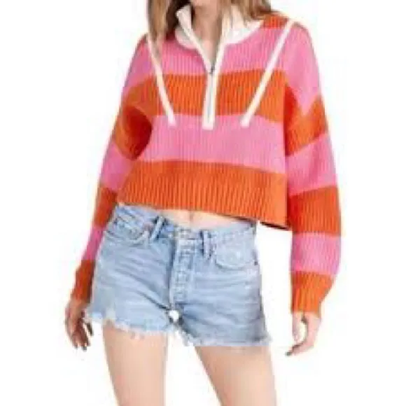 Staud Striped Mock Neck Sweater - Orange Knitwear XS
Colorful Striped - Image 4