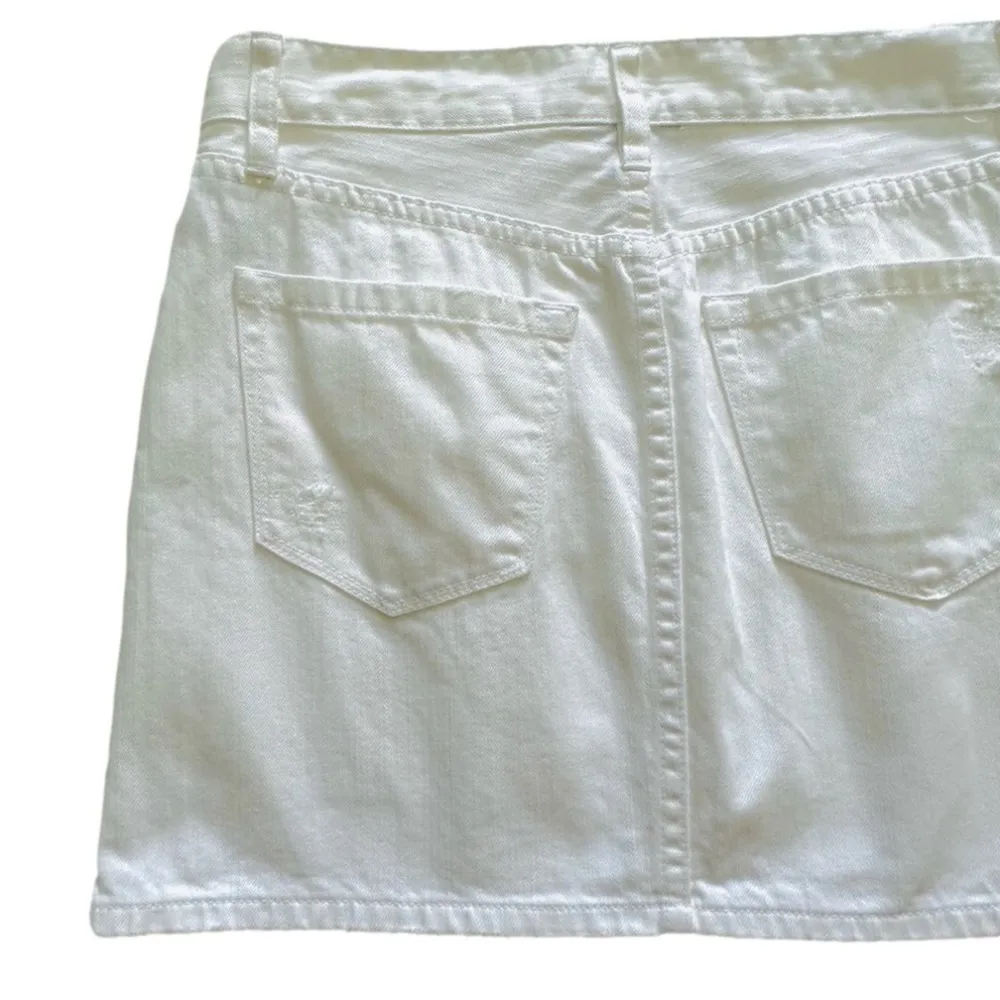 J. Crew Denim Skirt White Cotton Distressed Denim Jean Mini Skirt Size 0 - Image 6