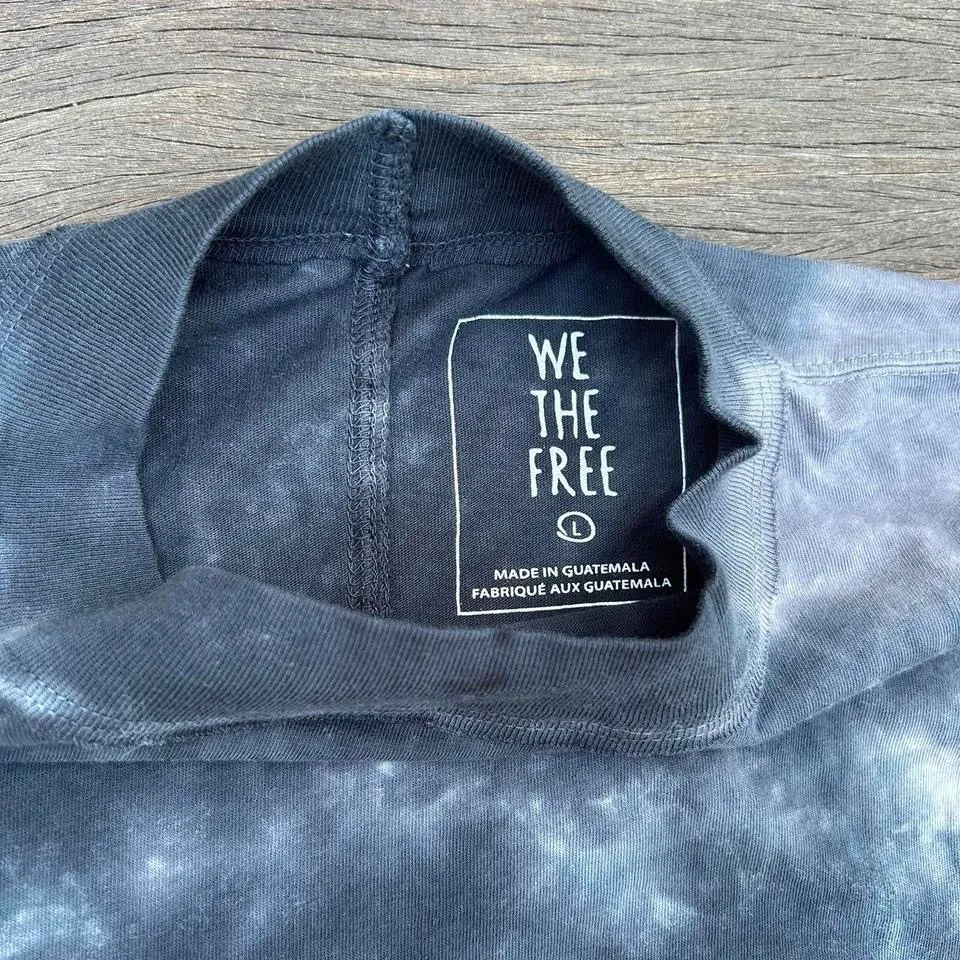 We the Free Blue/White Tie Dye Oversized Mock Neck Long Sleeve Shirt - Image 3