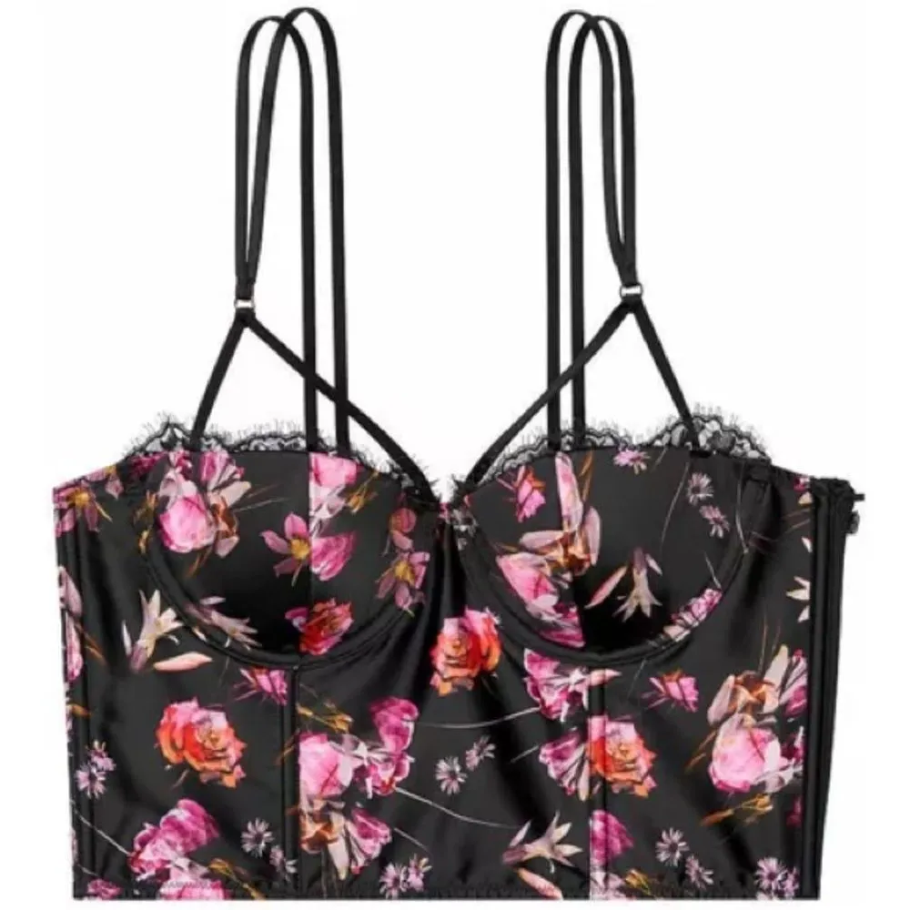 Victoria's Secret Corset Black Satin Very Sexy‎ Bustier Size 34C Boned Side Zip - Image 4