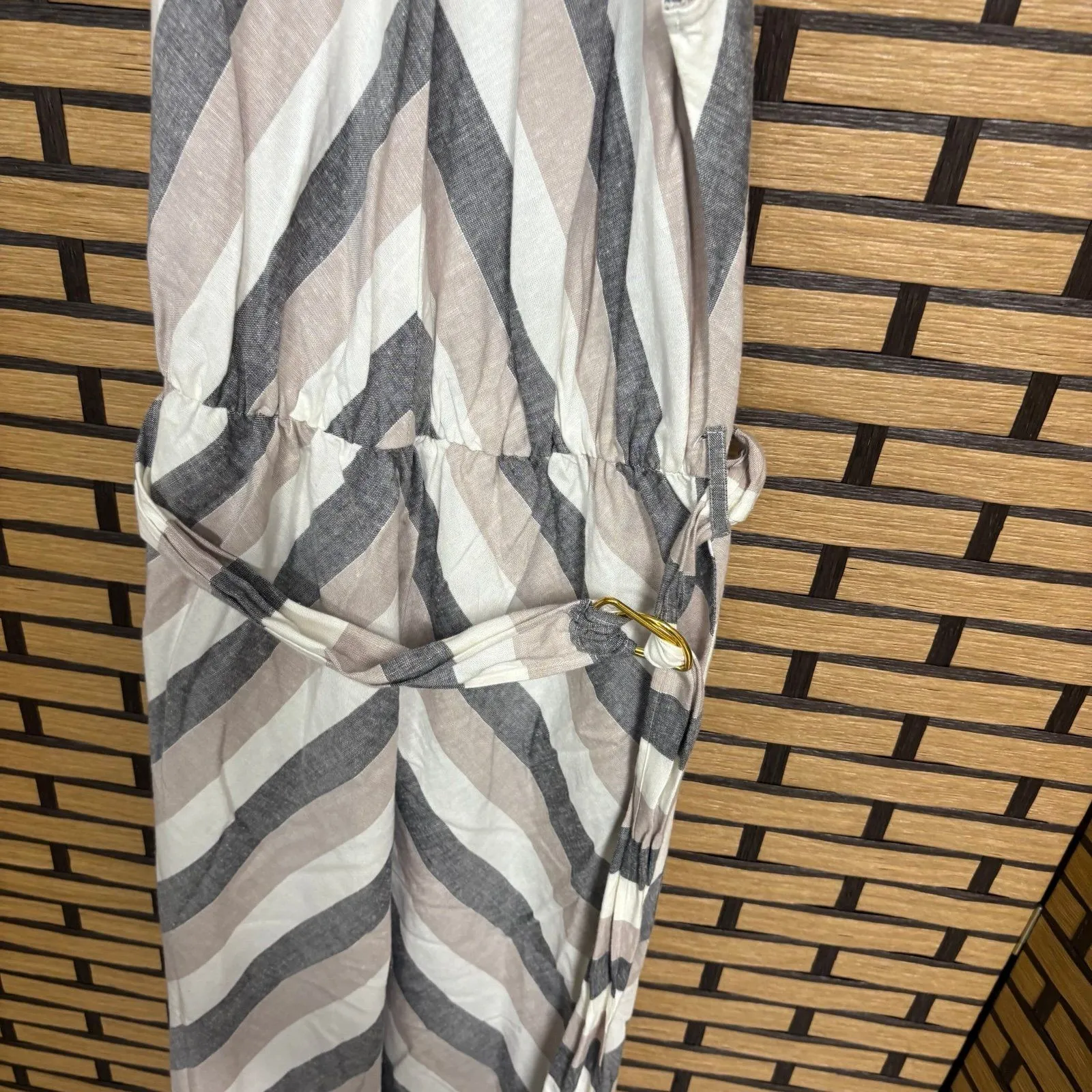 Venus Neutral‎ Stripe Maxi Dress Size 10 - Image 5