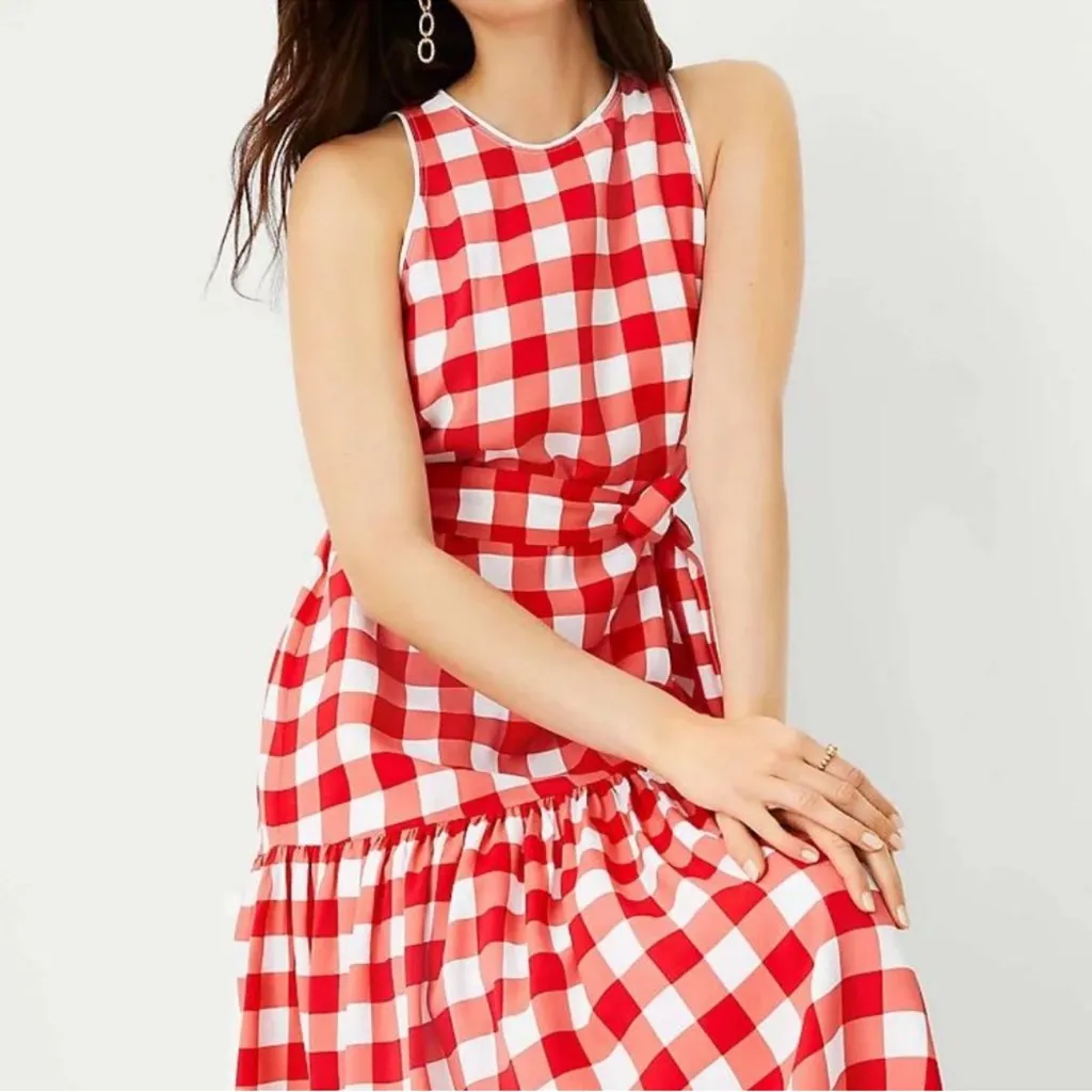 Ann Taylor Red Gingham Halter Midi Dress – Size S (NWT) - Image 13