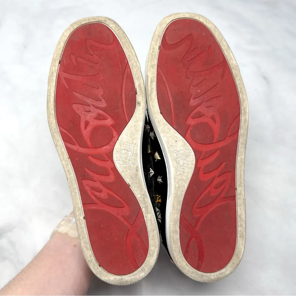 Christian Louboutin Miss Academy Velvet Slip On Flat Sneaker Shoes Black 35 - Image 10