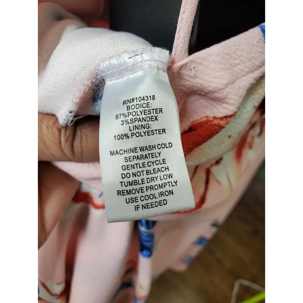 Derek Heart Women's Pink Floral Polyester V-Neck Strappy One Piece Jumpsuits L - Image 8