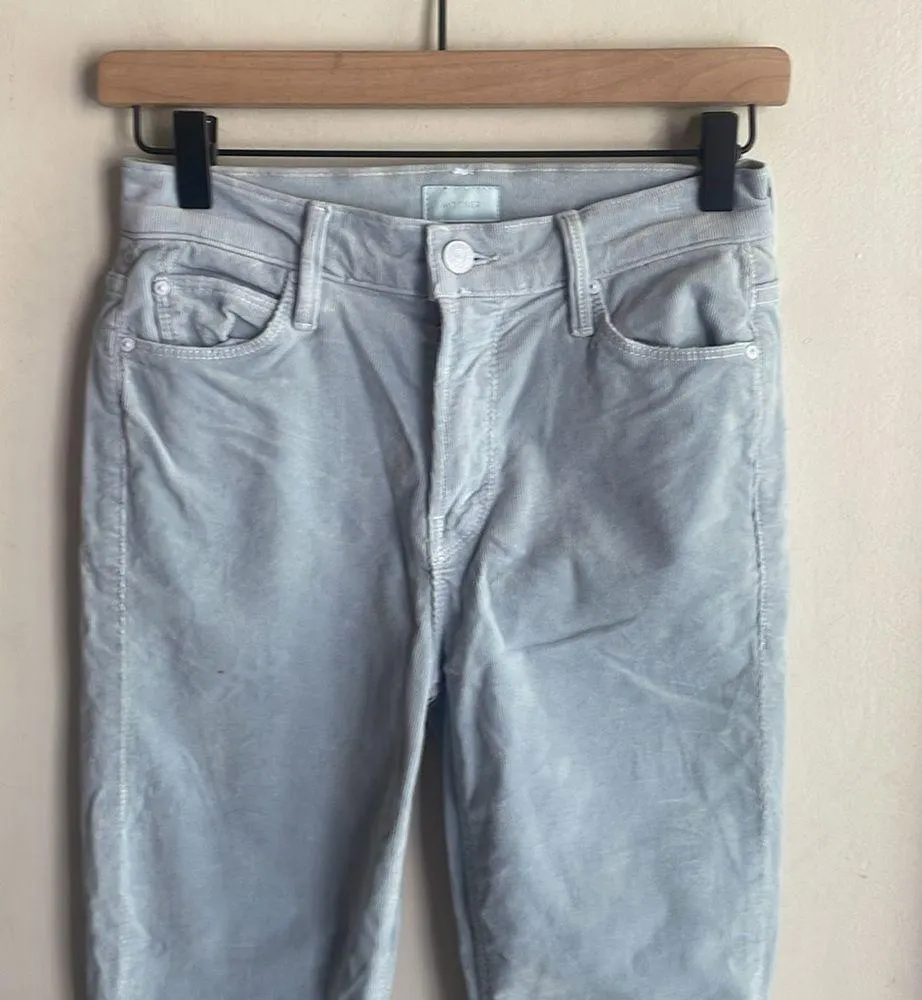 Mother The Mid Rise Dazzler Ankle Fray Hopscotch Stone Blue Corduroy Size 25 - Image 3