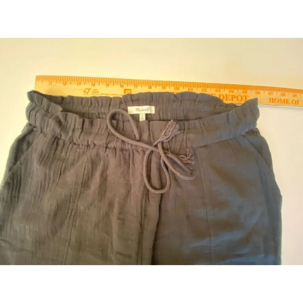 MADEWELL Women's Pants Tapered Pull-On‎ Crop Medium Relaxed Drawstring Black - Image 4