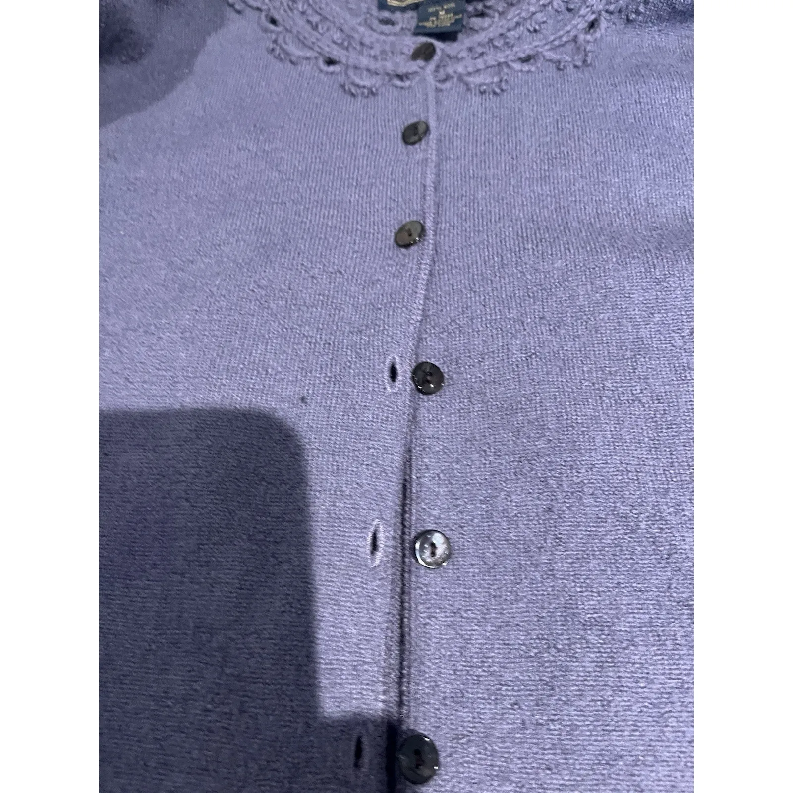 Vtg Herman Geist women's M purple 100% wool cardigan sweater - Image 8