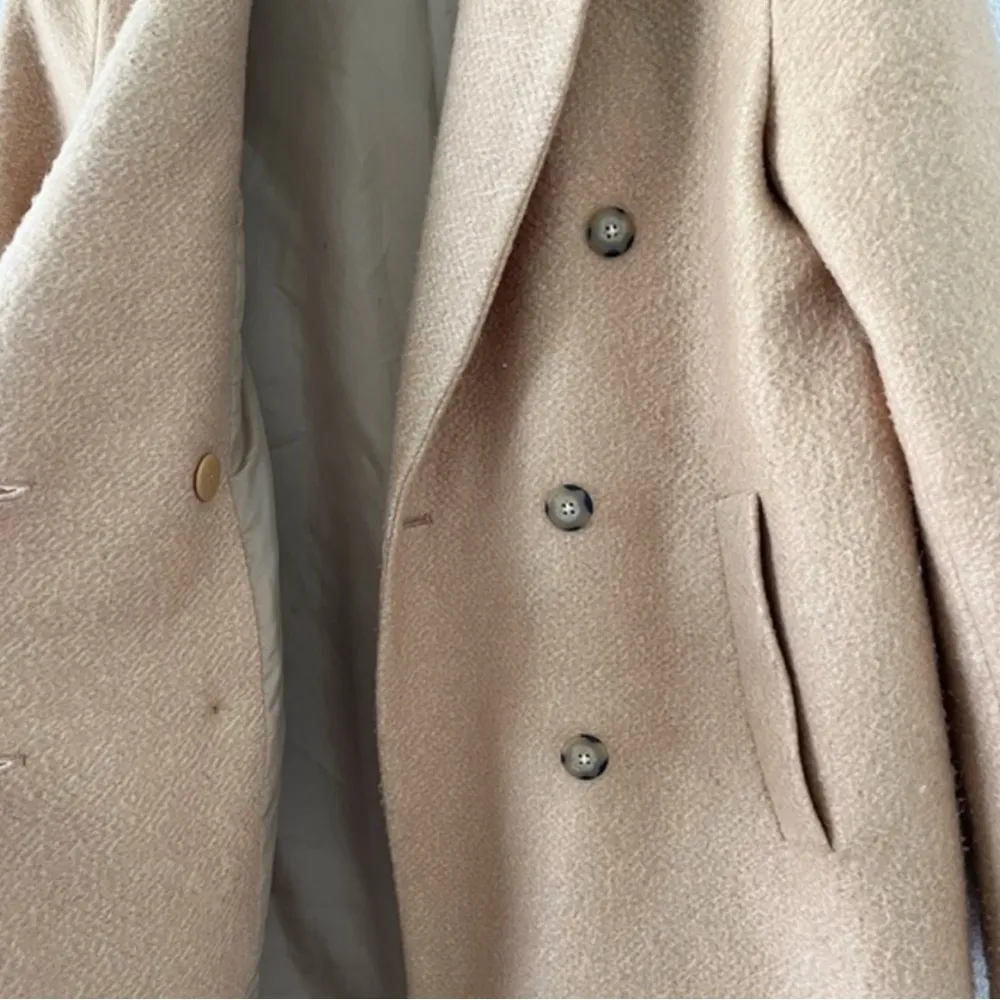 Zara Double Breasted Peacoat Classic Wool Blend Winter Coat in Camel - Image 5