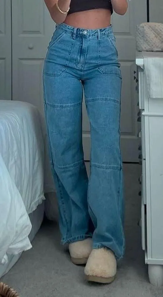 Princess Polly Calcetto Wide Leg High Waist Denim Jean Size 4 - Image 3