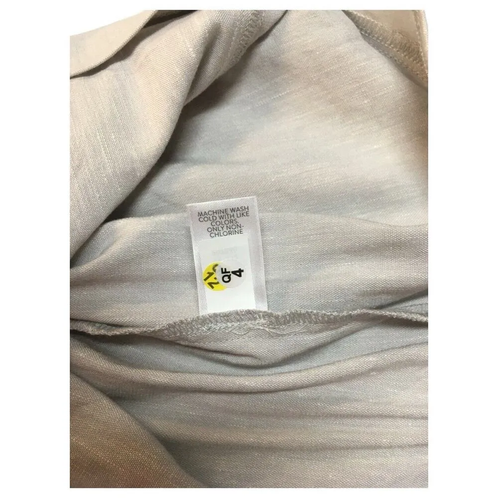 J Jill Pants Womens M Linen Stretch Capri Button Bottom Beachy Cottagecore Gray - Image 12