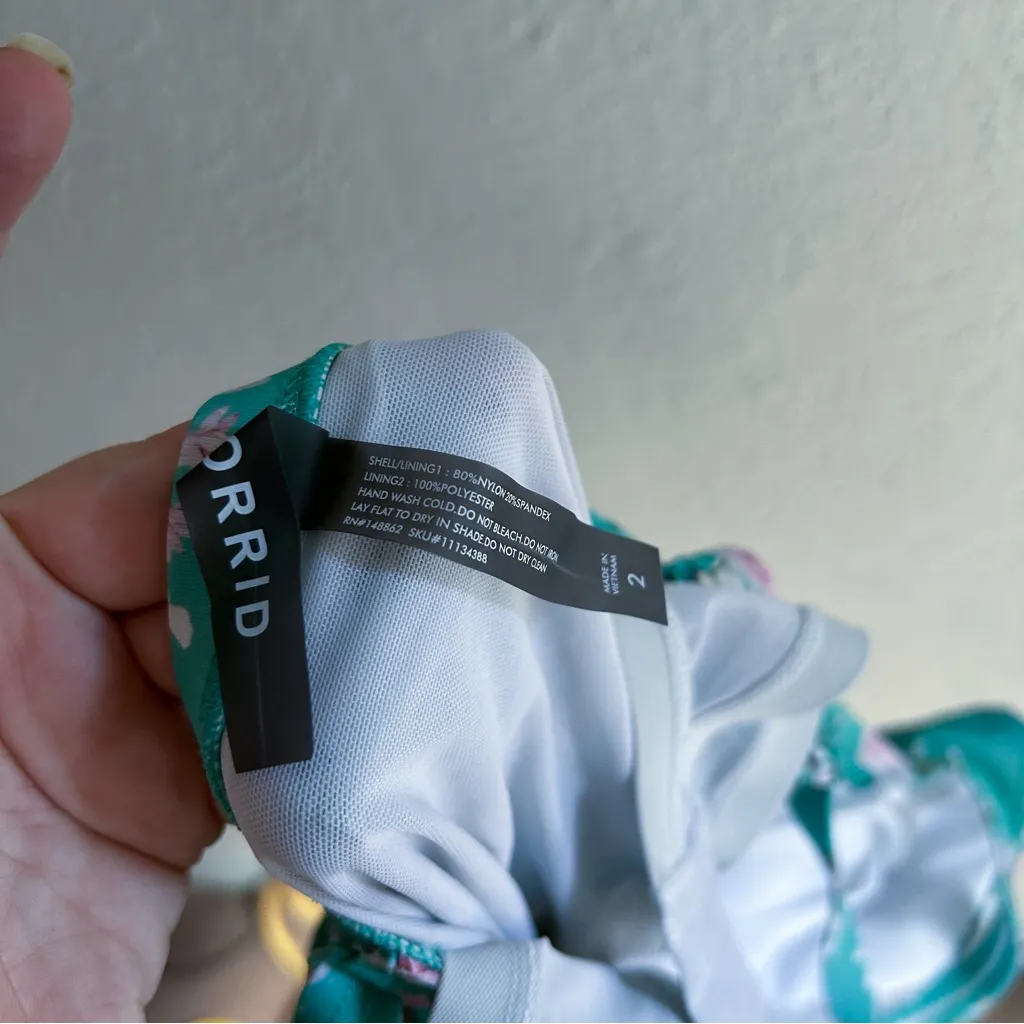 Torrid Underwire Push-Up Peplum One Piece Swimsuit Dress Agua Teal Floral Sz 2 - Image 7