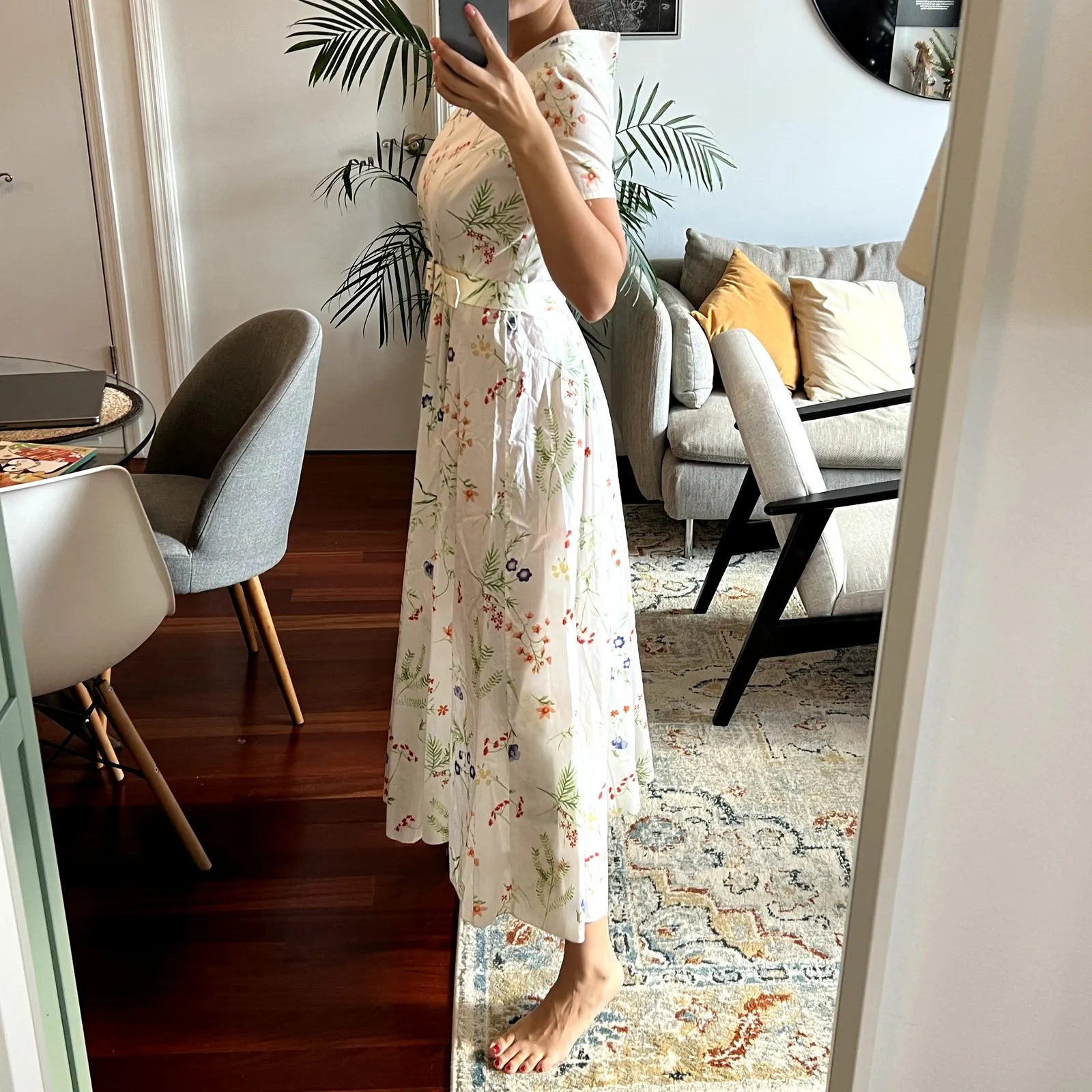 Laura Ashley Vintage 1980s white floral maxi belted dress size 8 US 100% cotton - Image 3