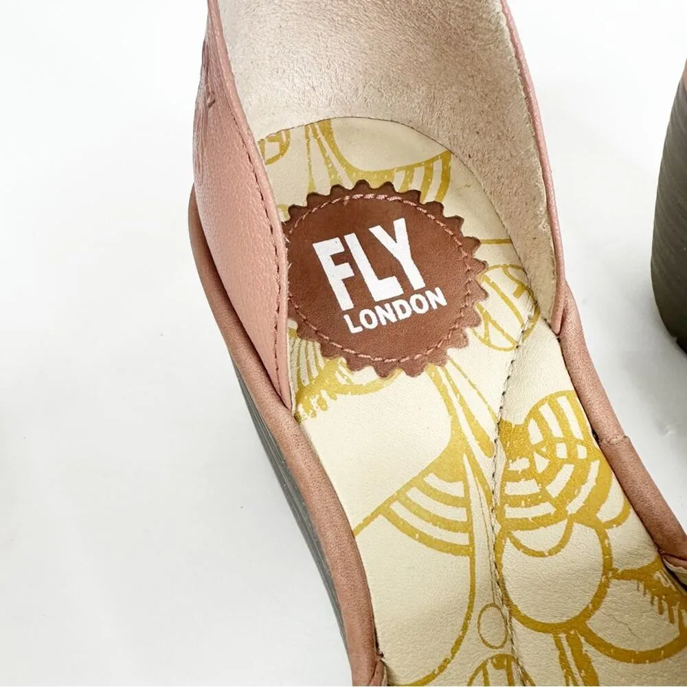 Fly London Size 37/US 6.5-7 Yake Pink Rose Perforated Leather Wedge Sandals - Image 8