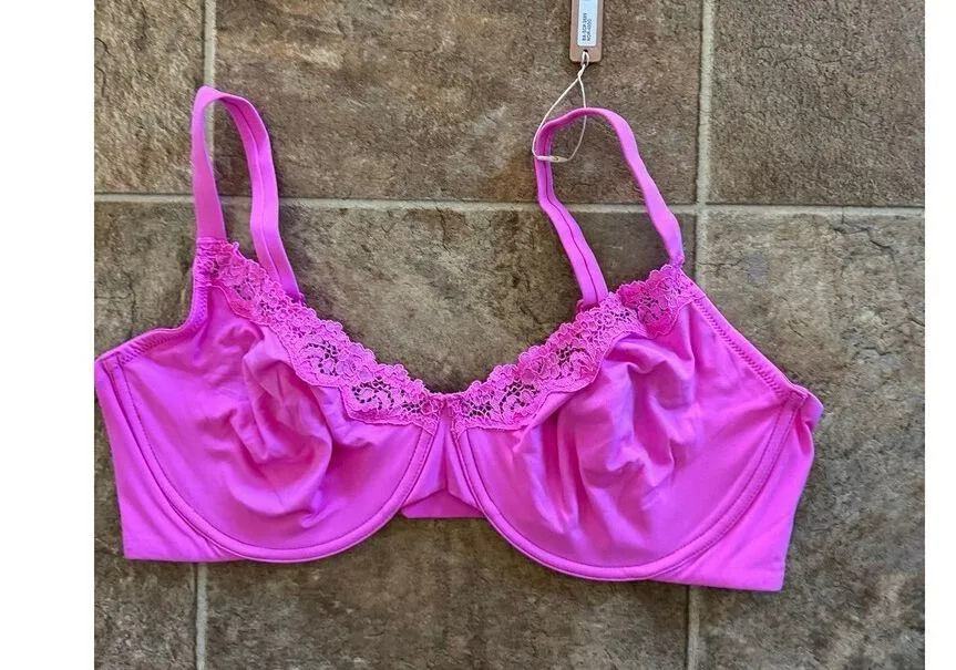 Skims Fits Everybody Lace Underwire Bra Neon Orchid Size 40DD - Image 5