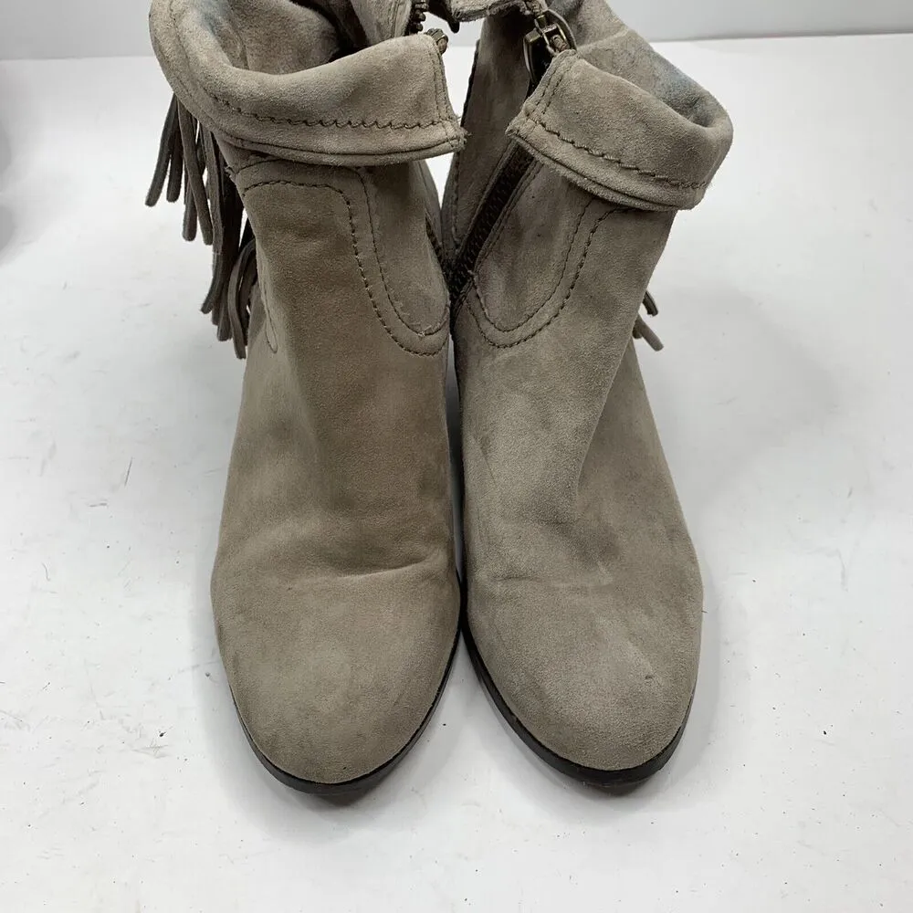 Sam Edelman Size 7.5 Louie Ankle Bootie Distressed Suede Leather Fringe Women's - Image 6