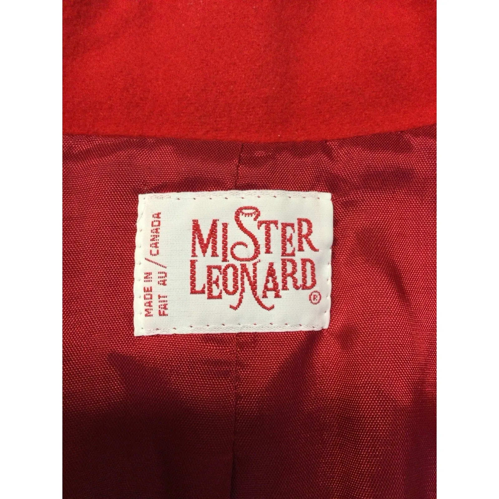 Vintage Mister Leonard Style‎ QM6291S Wool Blazer Red Made in Canada Sz 16 - Image 3