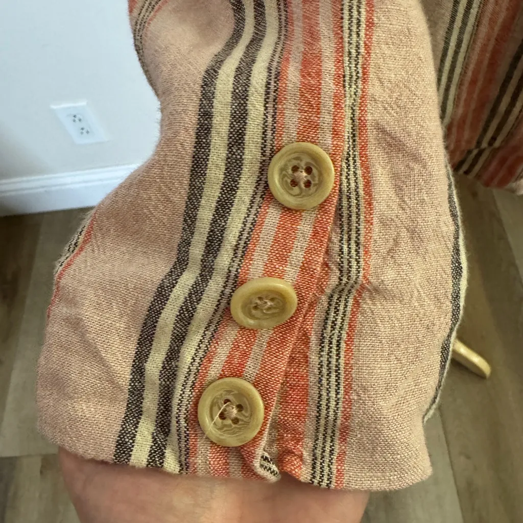 Free People Simply Stripe Linen  Blazer with vertical stripe pattern - Image 5