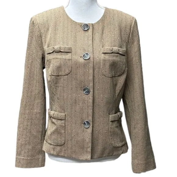 CAbi 3170 Women's Size M Penny Blazer Jacket Herringbone Fleck English Country‎ - Image 3