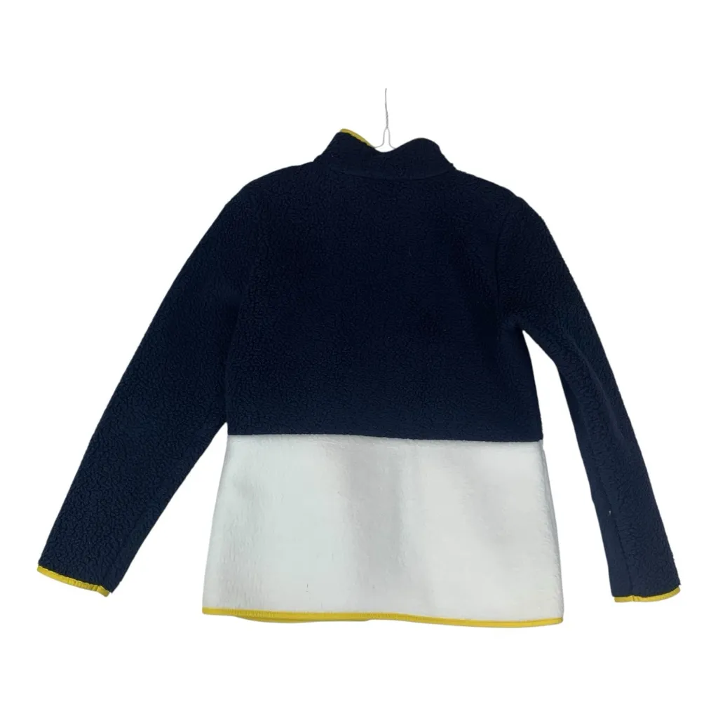 Talbots size small petite Navy Jacket yellow Trim fleece white zip up - Image 2