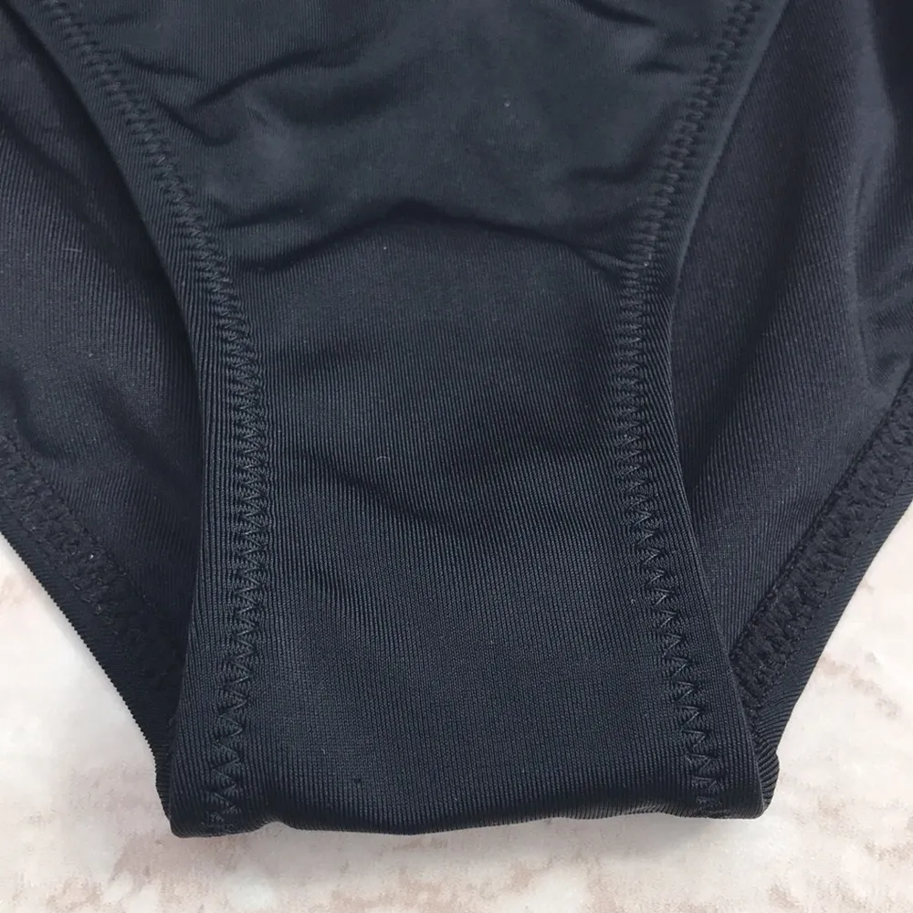 Black and Pink  Floral Embroidered String Bikini Bottoms - Image 5