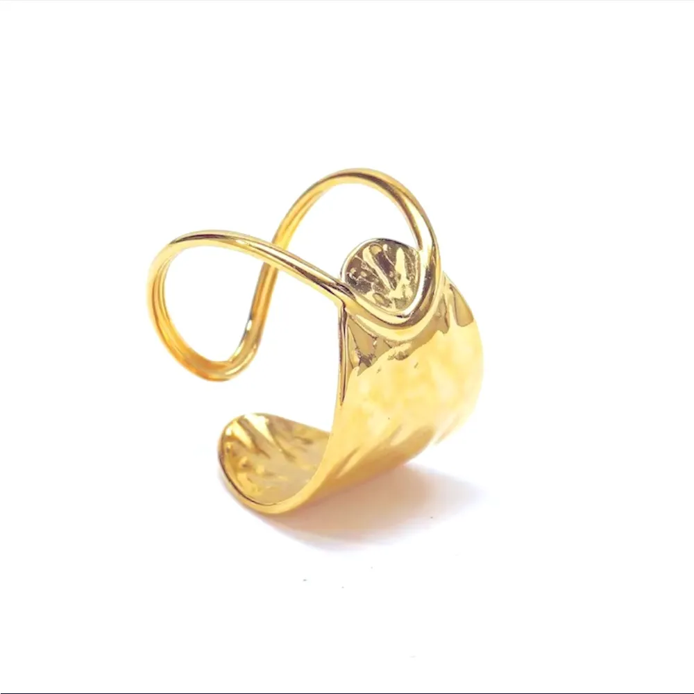 Yellow Gold Unique Adjustable‎ Cuff Ring | 925 Sterling Silver - Image 2