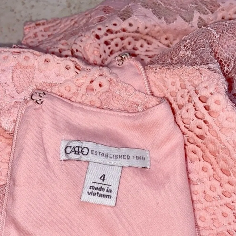 Pink Lace Above Knee Dress Size 4 - Image 4