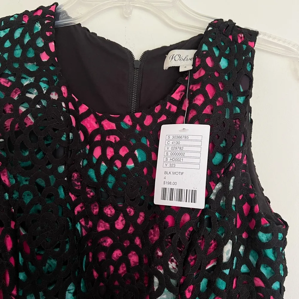 Anthropologie Wolven Garden Terrace Lace Jewel Tone Fit & Flare Dress - Image 2