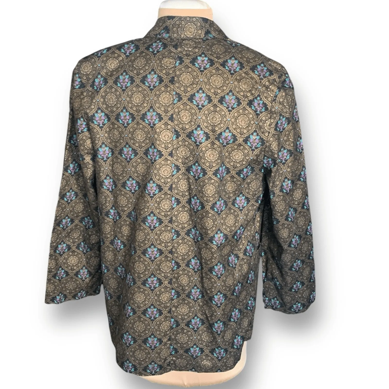 Vintage 90s All That Jazz Brocade Jacquard Blazer Metallic Statement Jacket Black Size M - Image 3