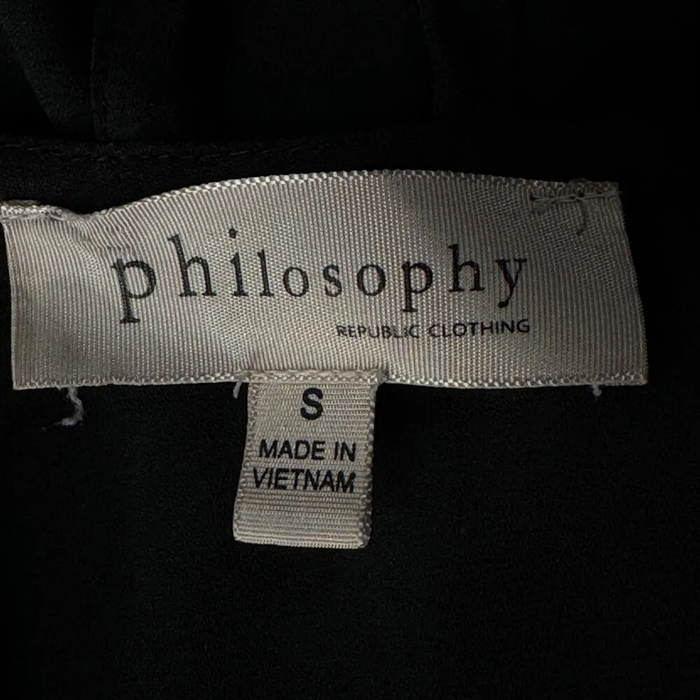 Philosophy Small Top V-Neck Lightweight 3/4 Sleeves Cutout Hi-Low Hem Semi-Sheer - Image 6