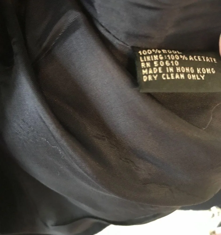 Kasper for A.S.L. Blazer 100% Wool Navy Notched Collar Button Sz 12 EUC - Image 5