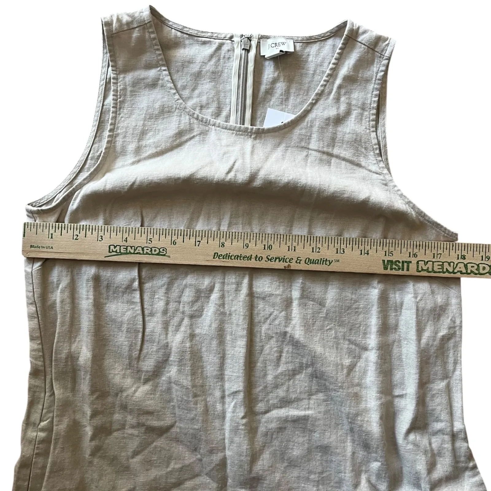 J.Crew Sleeveless Linen Blend‎ Dress Casual Summer Tank Style Neutral Beige Sz 6 Tan - Image 9