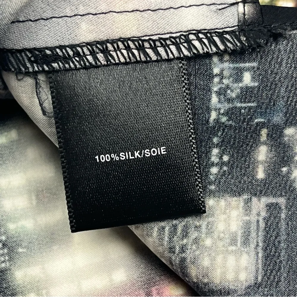 Lafayette 148 New York Women Small Black City Lights 100% Silk Sleeveless Blouse - Image 3