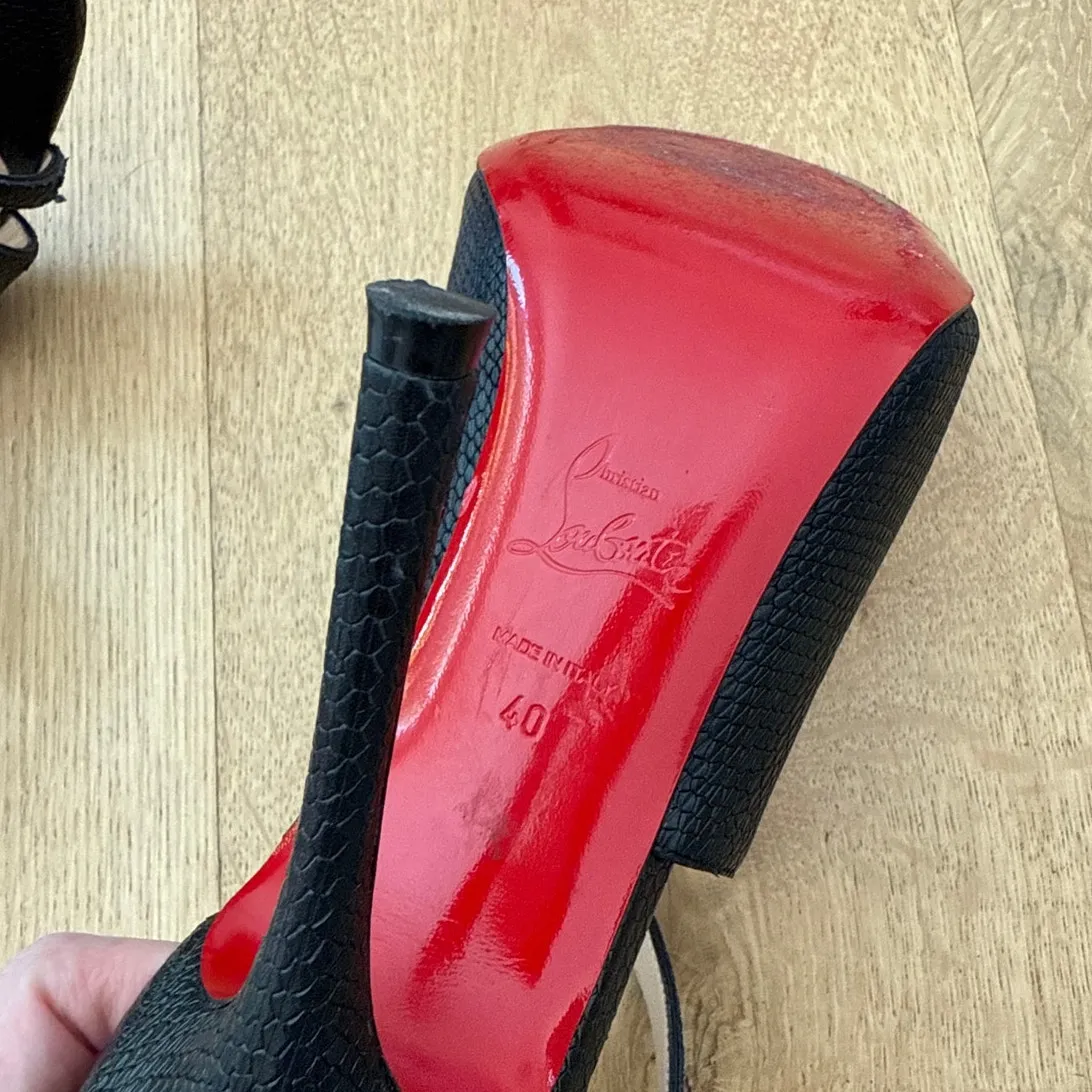 Christian Louboutin Stiletto Heels Criss Cross Strap Malefissima Size 40 Black - Image 13