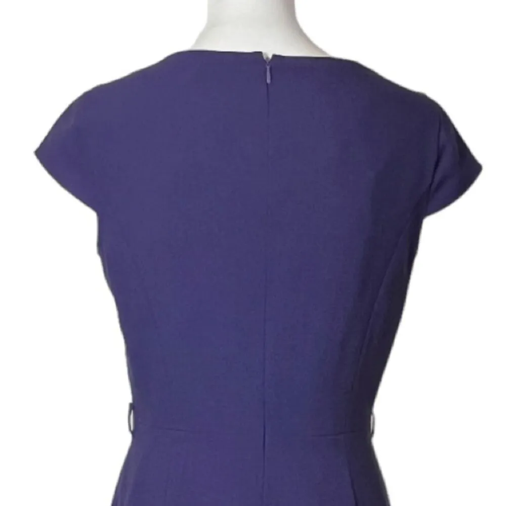 Calvin Klein Dress Sheath Pencil Drape Neck Cap Sleeve Purple Women’s Size 4 - Image 8