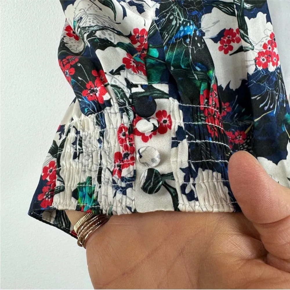 SALONI floral silk midi dress Red Size 4 - Image 10