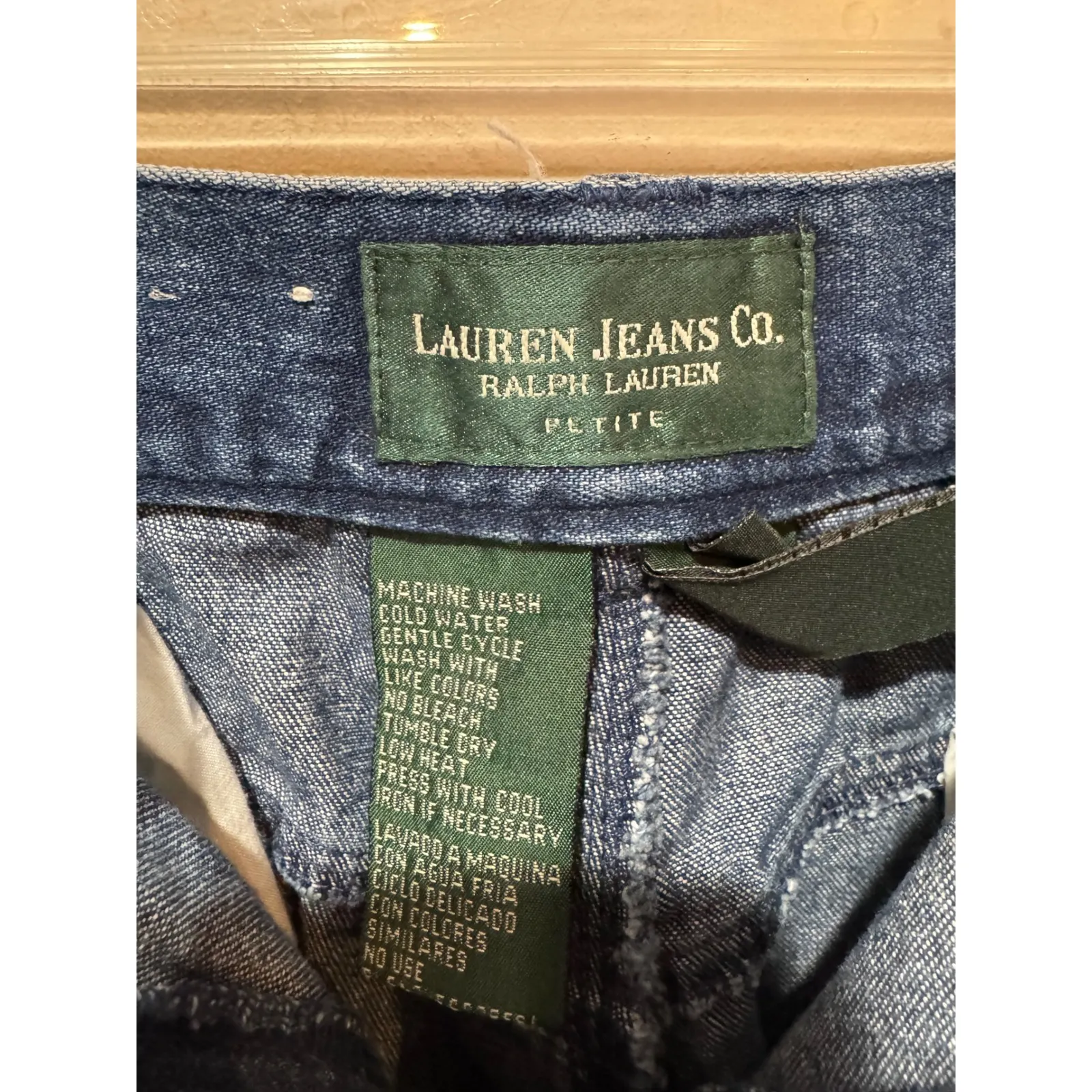 Lauren Jeans Co. Ralph Lauren Denim Midi Skirt Frayed Hem‎ Size 10P Blue - Image 8