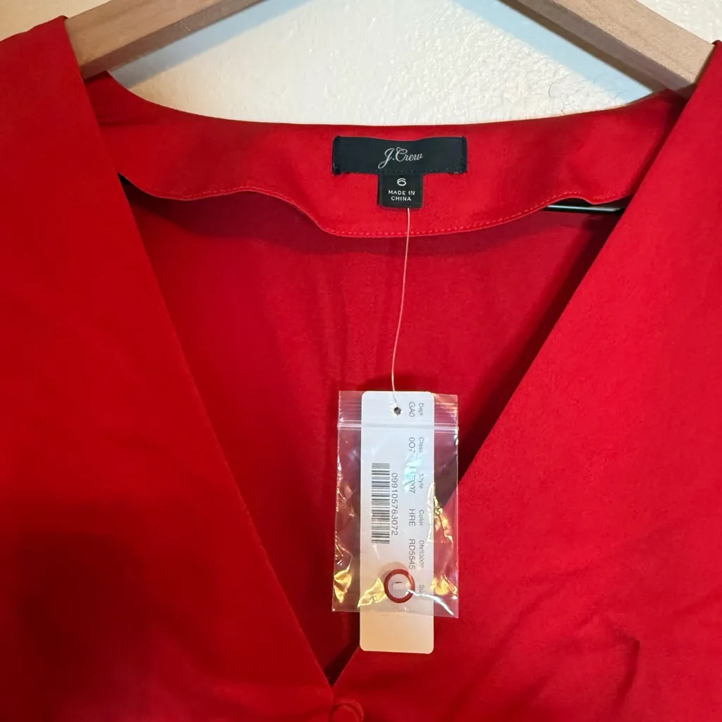 J. crew Deep V-neck button-front top in satin-backed‎ crepe - Image 5