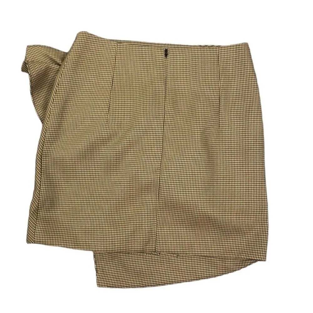 N12H Houndstooth Skirt S Exhibitionist Wrap Assym Ruffle Boho Fairy Acubi City Yellow - Image 9