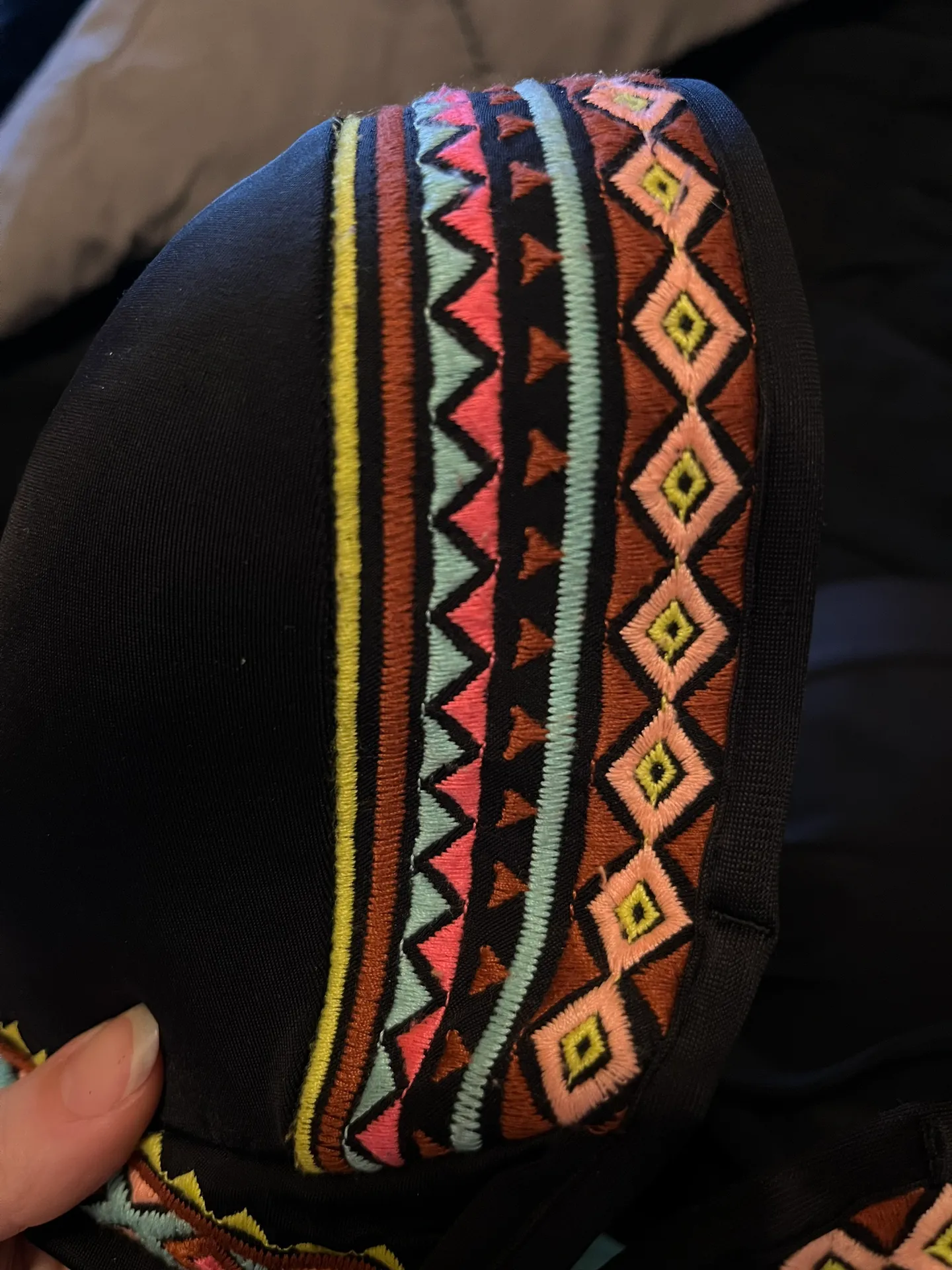 Shade & Shore Black Aztec Detailed Bikini Top - Image 2