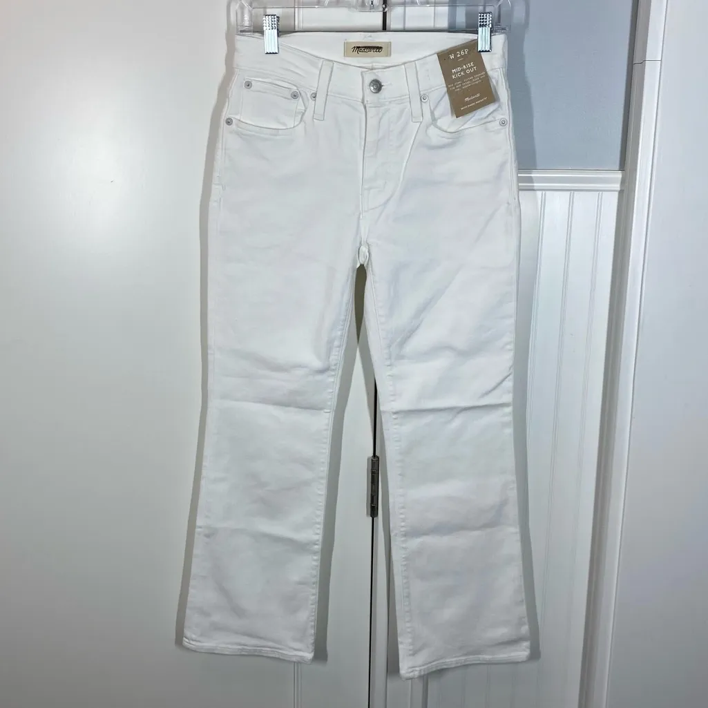 Madewell Petite‎ Kick Out Crop Jeans size 26P Petite in pure white nwt spring - Image 2