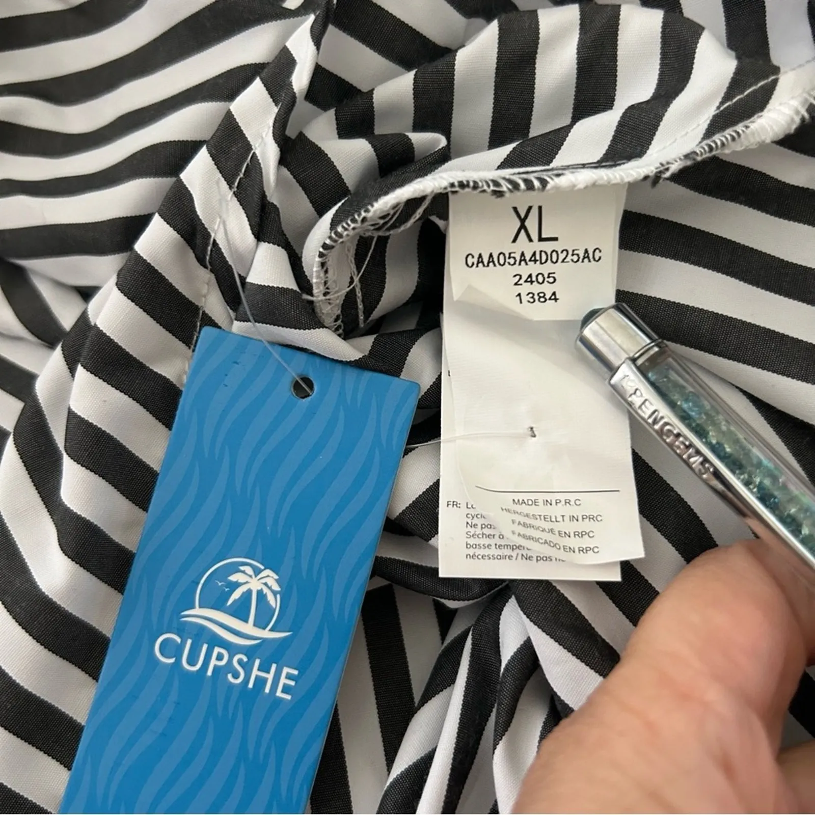 Cupshe NWT Striped Ruffle Sleeve Dress Smocked Waist Casual V Neck XL‎ - Image 6