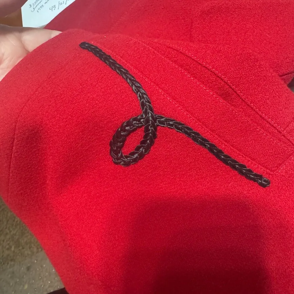 ALAN AUSTIN Vintage Red Blazer Black trim Wool Italy Jacket Career EU 44 US M Size M - Image 10