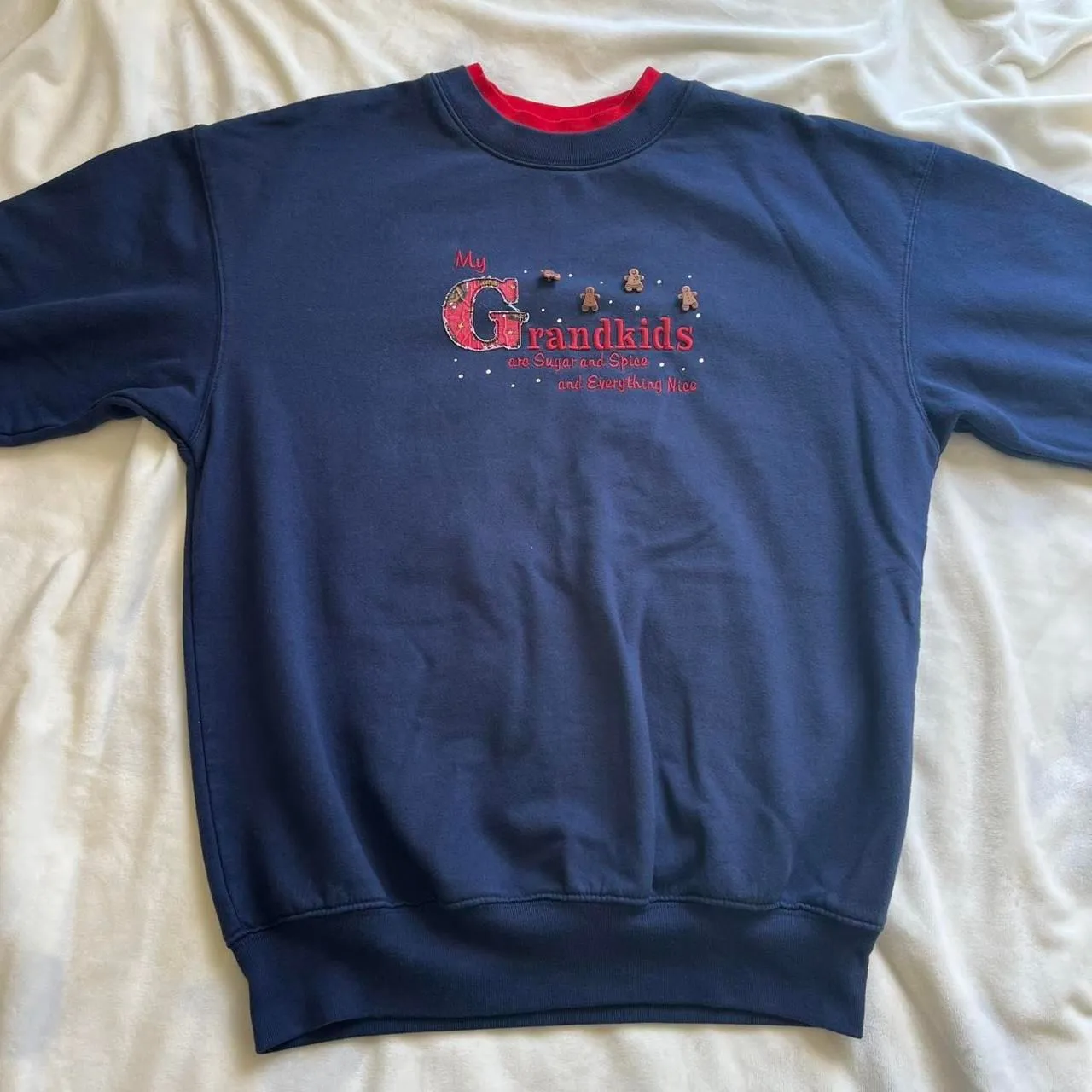 Vintage 90s M&C Sportswear navy & red embroidered crewneck sweatshirt sz medium Blue - Image 2