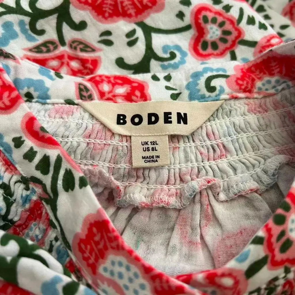NWT Boden Ada Double Cloth Cotton Floral Midi Shirt Dress Size 8L - Image 7
