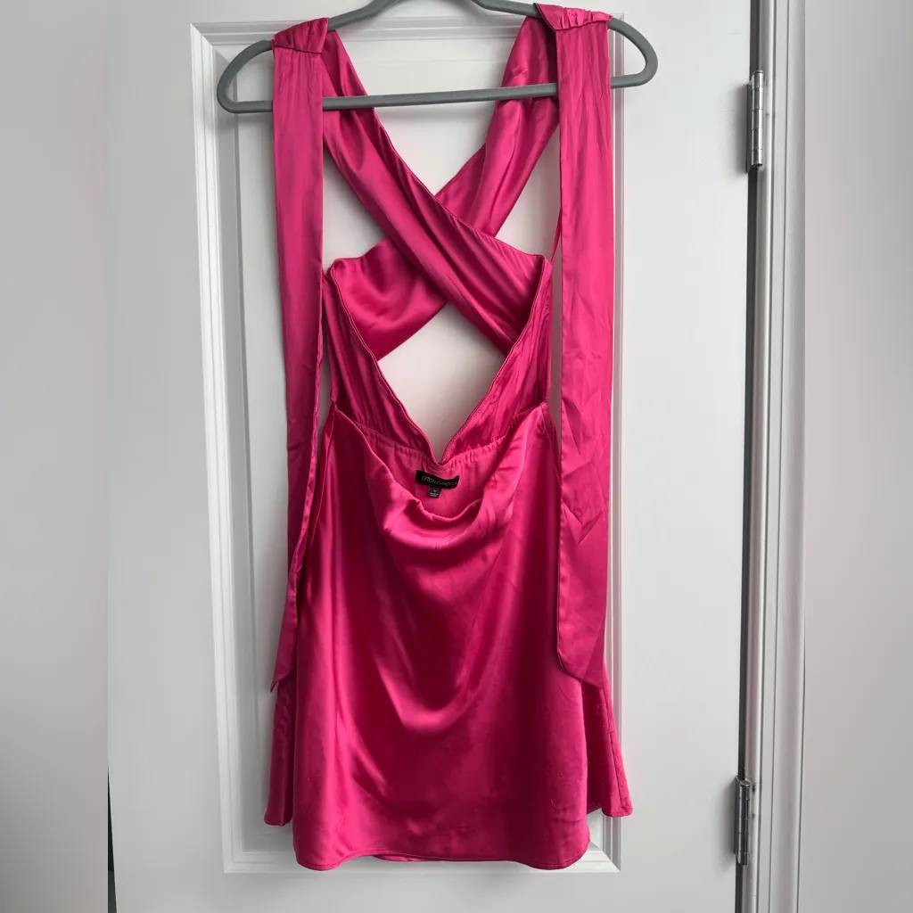 Pink Satin Mini Dress Size M - Image 2