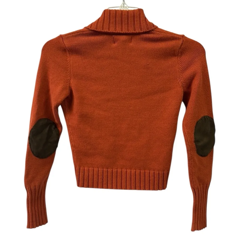 Eastside Westside Rust Knit Collared Pocket Elbow Patch Cardigan Sweater Women S Orange - Image 7