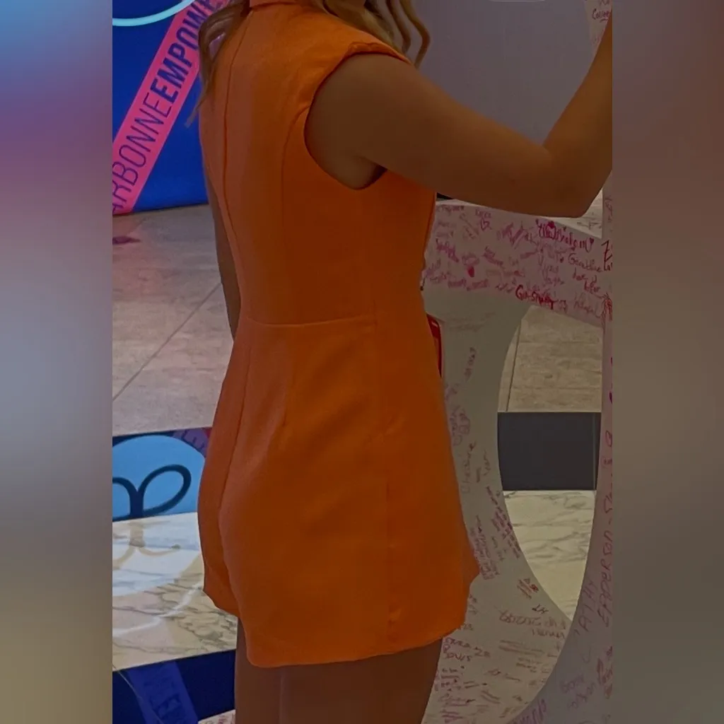 Coral Orange Blazer Dress With Shorts Medium - Image 3
