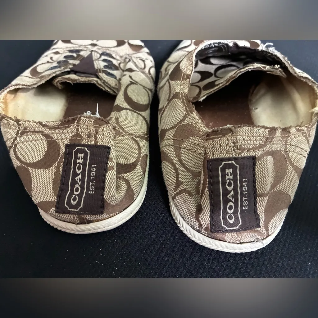 Coach Signature Canvas Slip-On Sneakers Brown Monogram Logo Print Women’s Sz 8 - Image 6