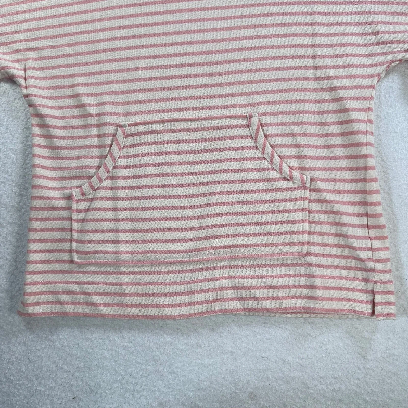 Jane & Delancey Women's Small Pink/Cream Striped Short Sleeve Hooded Terry Shirt Pink - Image 2