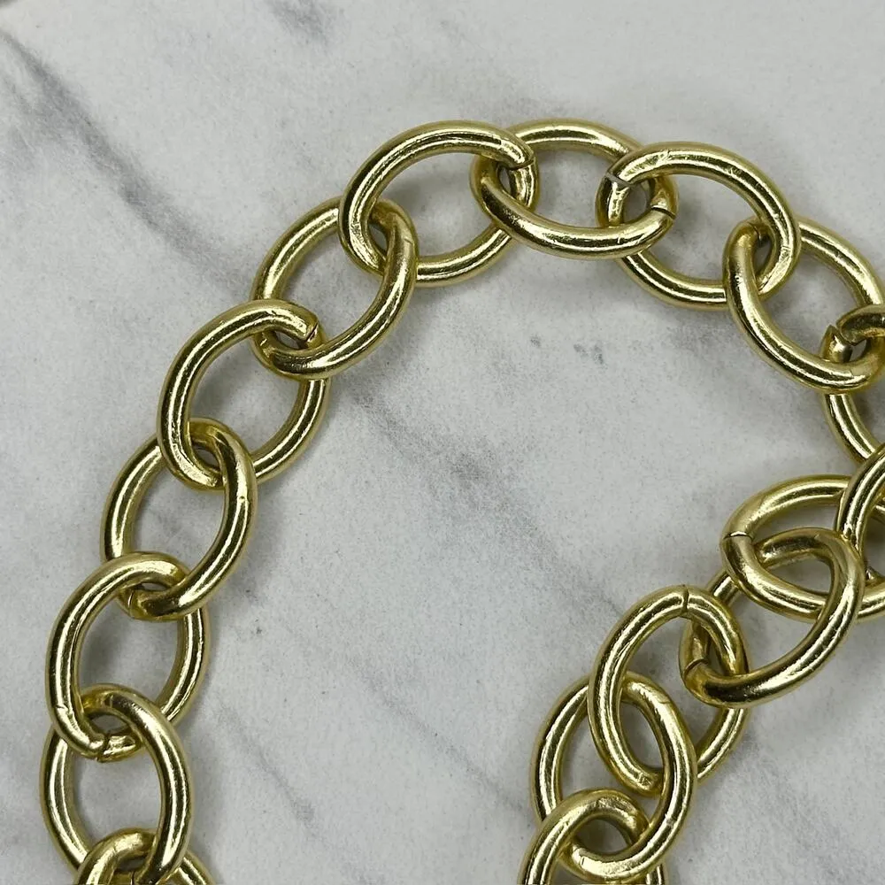 Chunky Wooden Charm Gold Tone Metal Chain Link Belt Size Small S Medium M - Image 10